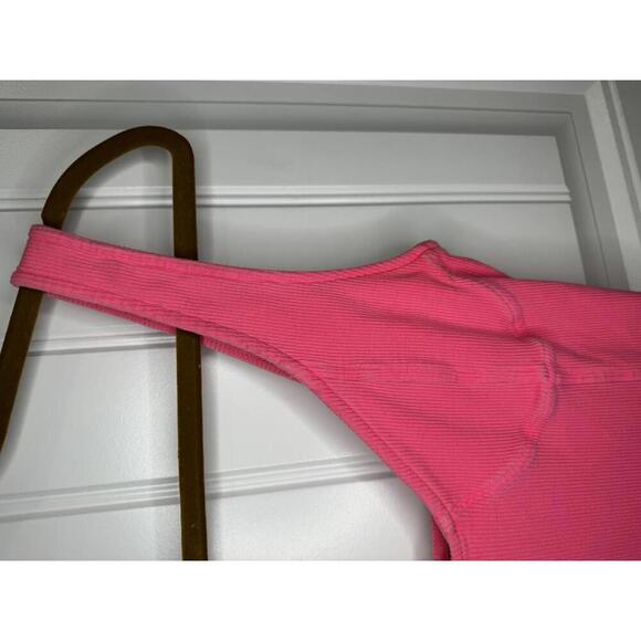 Aerie Ribbed Corset Bodycon Mini Dress in Hot Pink - Picture 3 of 6